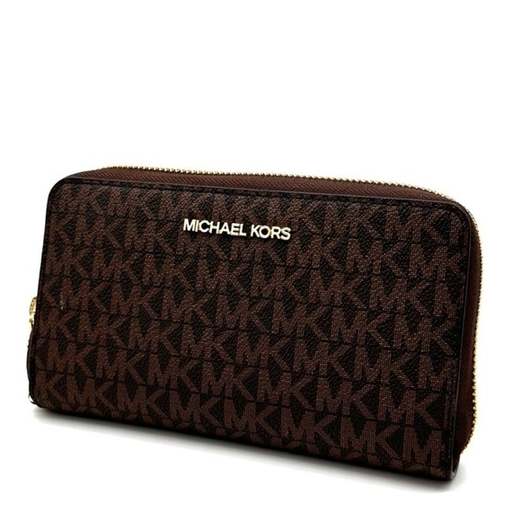 Michael Kors JST Flat MF Phone Case Wallet Brown Leather - Picture 3 of 8